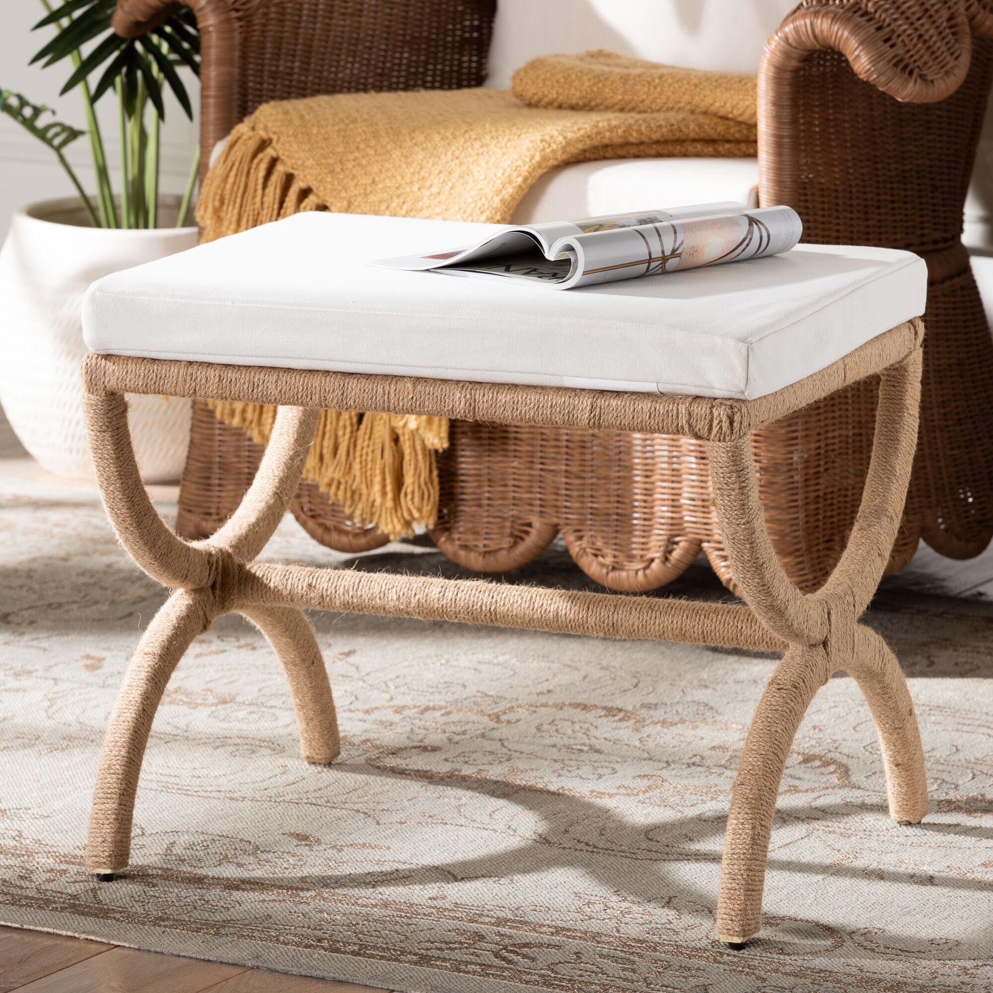 Maliyah Japandi Natural Jute Ottoman, BROWN, alternate image number 6