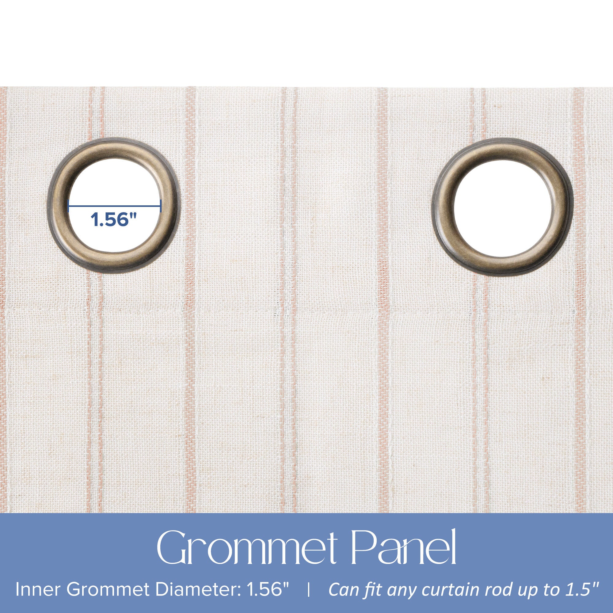 Linen Blend Woven Stripe Grommet Light Filtering Curtain Pair, PINK, alternate image number 3