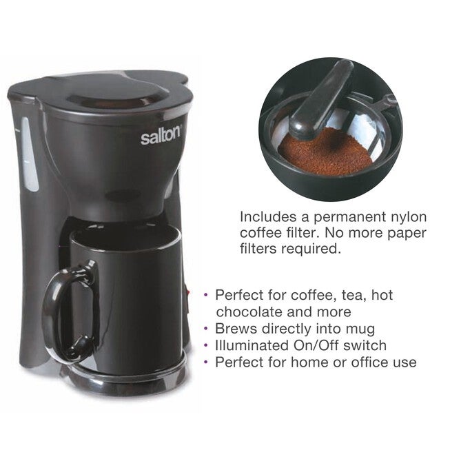 Space Saving 1 Cup Coffee Maker - Black, , on-hover image number 1