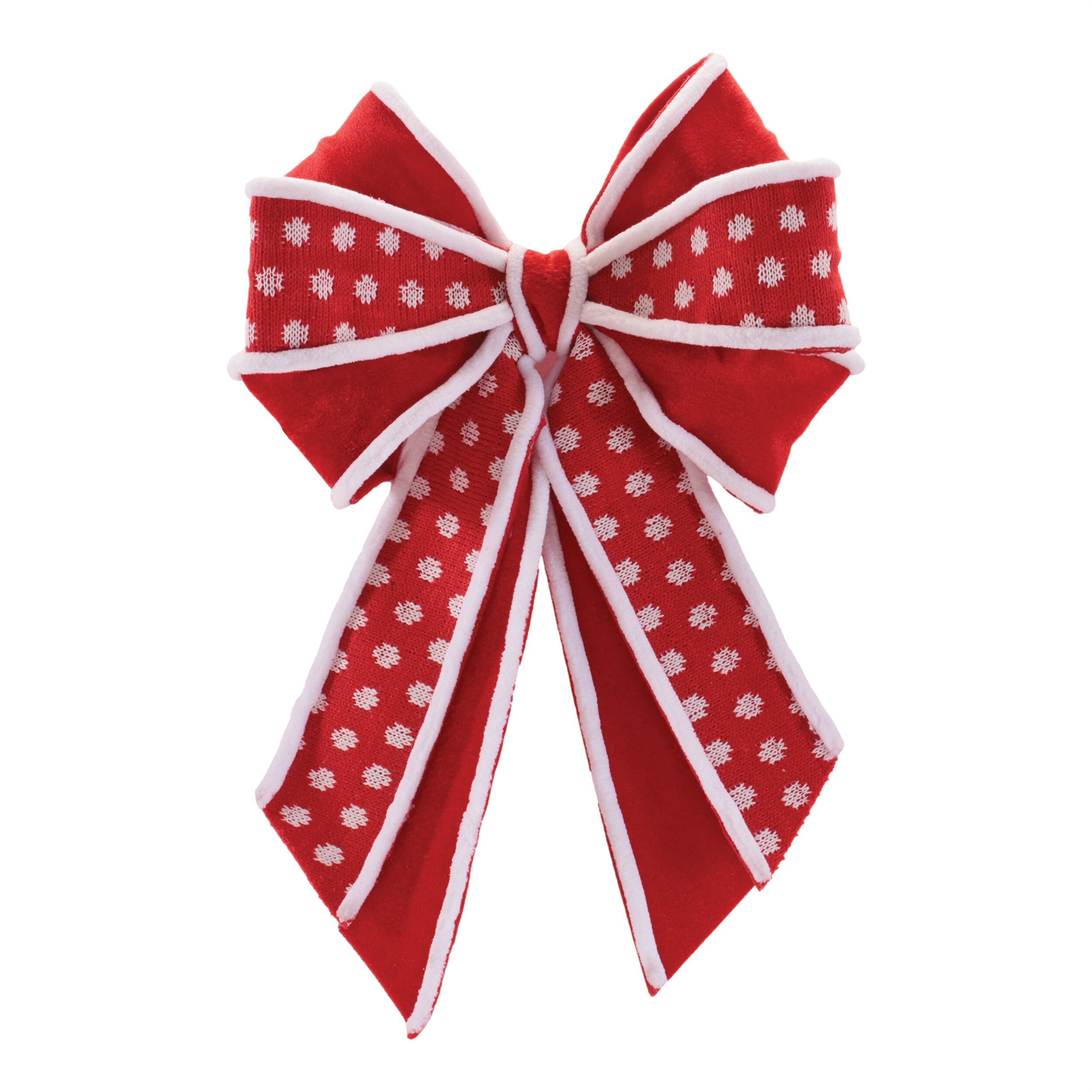 Polka Dot Bow Ornament (Set of 2), RED WHITE, hi-res image number 0