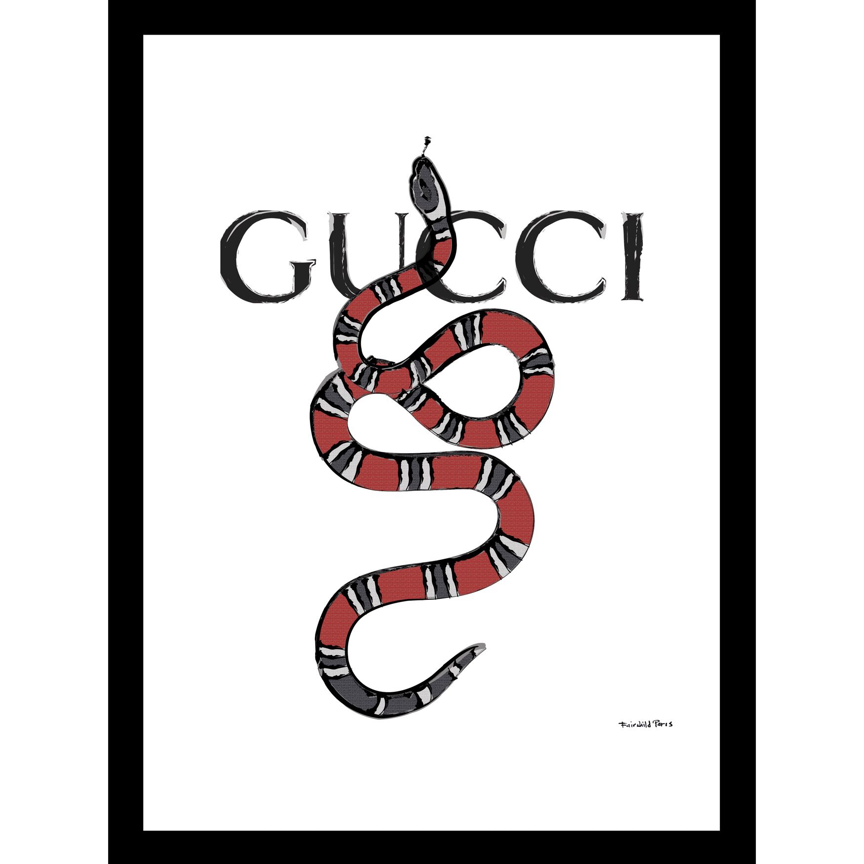 gucci snake black and white