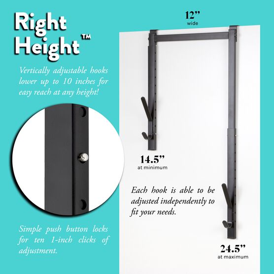 Over The Door Hanger, 2 Organizer Rack, Adjustable Height Hooks For Coat, Hat, Scarf, Bag, Accessory-White, , alternate image number null