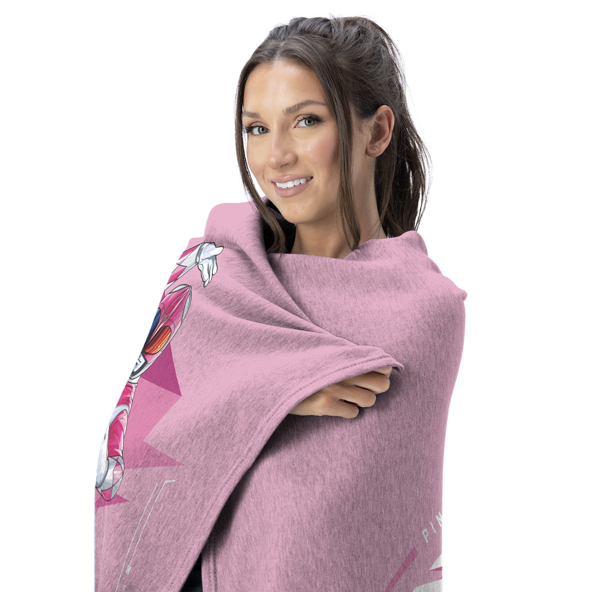 Hasbro Power Rangers Pink And Yellow Silk Touch Throw Blanket 50X60 Inches, PINK, alternate image number 2