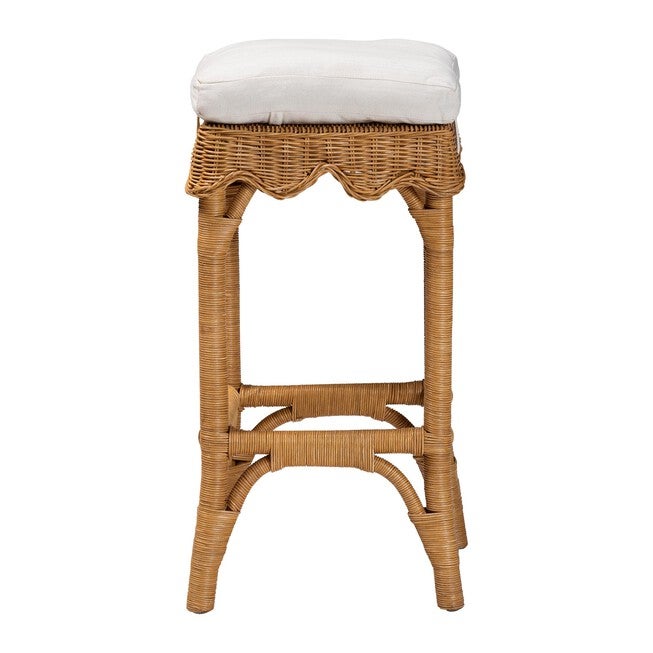 Muy Bohemian Scallop Honey Rattan Bar Stool, HONEY, alternate image number null