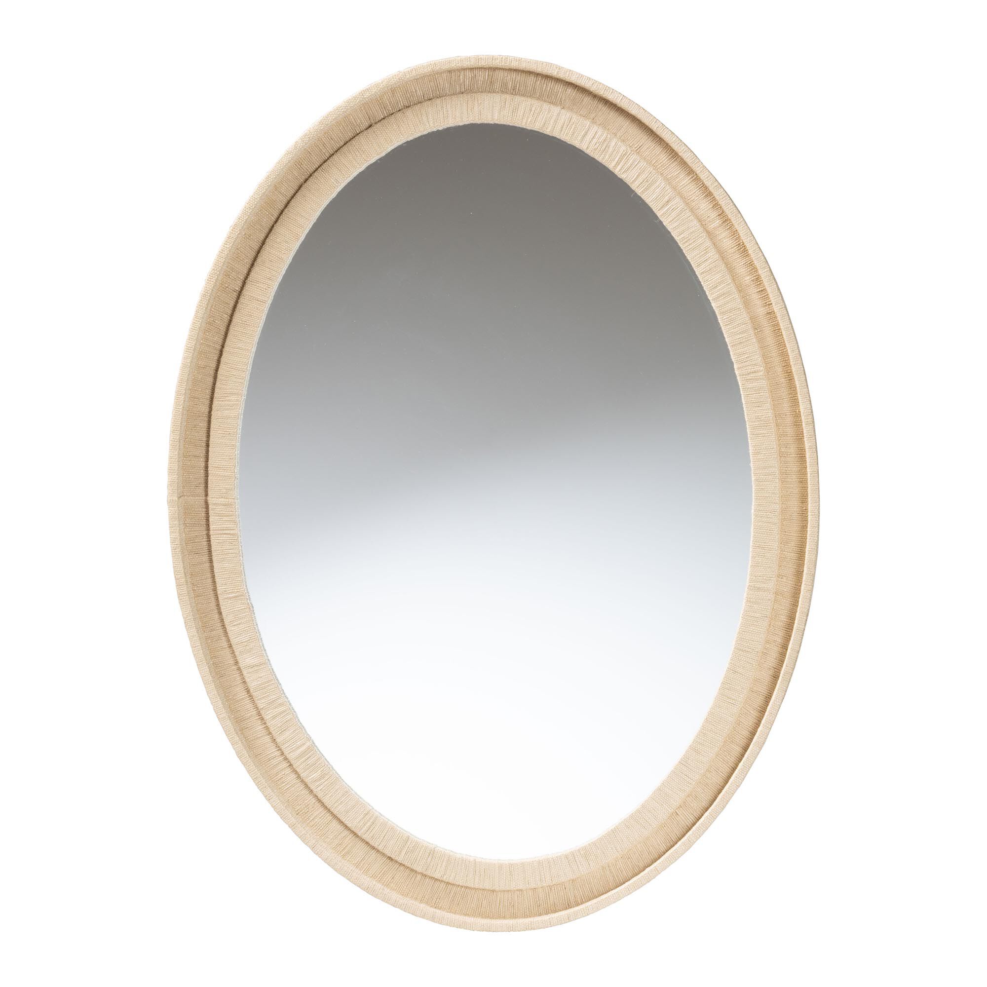 Lailan Oval Woven Grasscloth Mirror, BEIGE, alternate image number 1