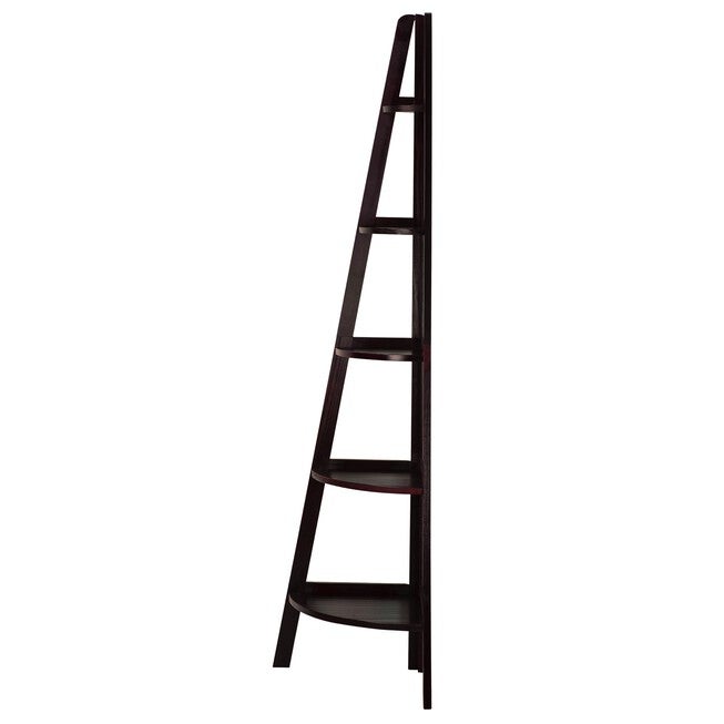 5-Shelf Corner Ladder Bookcase-Espresso, , on-hover image number 1