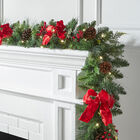 Pre-Lit Classic 9' Garland, GREEN RED, hi-res image number 0