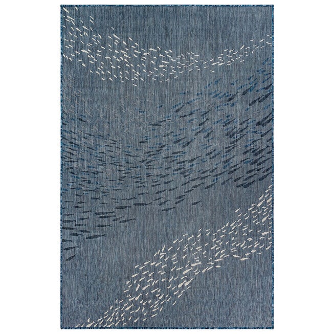 Liora Manne Carmel School Of Fish Indoor/Outdoor Rug, NAVY, hi-res image number 0