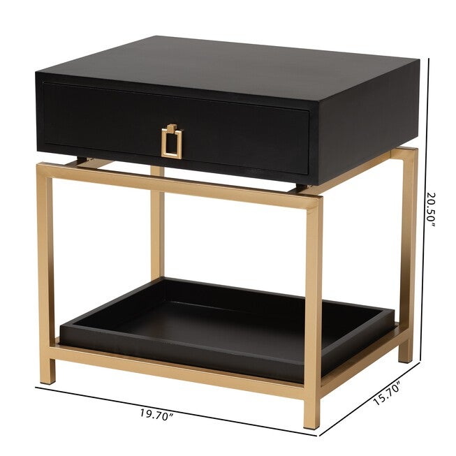 Melosa Modern Glam And Luxe 1-Drawer End Table, , alternate image number null