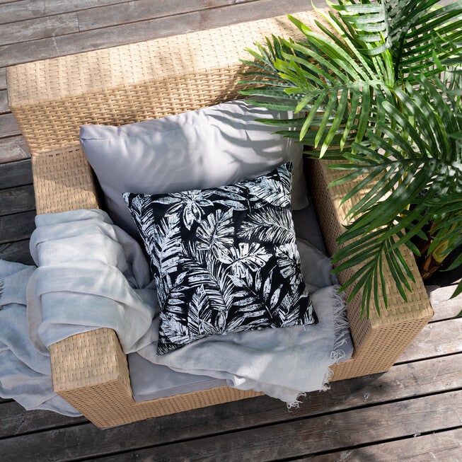 Tamani Palm Leaves Print Indoor/Outdoor Square Pillow, , alternate image number null