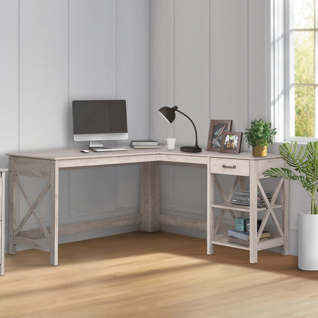 Honduras L-Shape Desk with 1 Drawer and 1 Open Shelf, , on-hover image number null