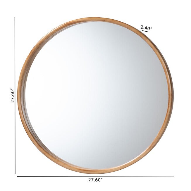 Tazara Japandi Natural Round Accent Wall Mirror, NATURAL BROWN, alternate image number 4