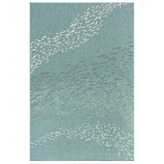 Liora Manne Carmel School Of Fish Indoor/Outdoor Rug, AQUA, hi-res image number null