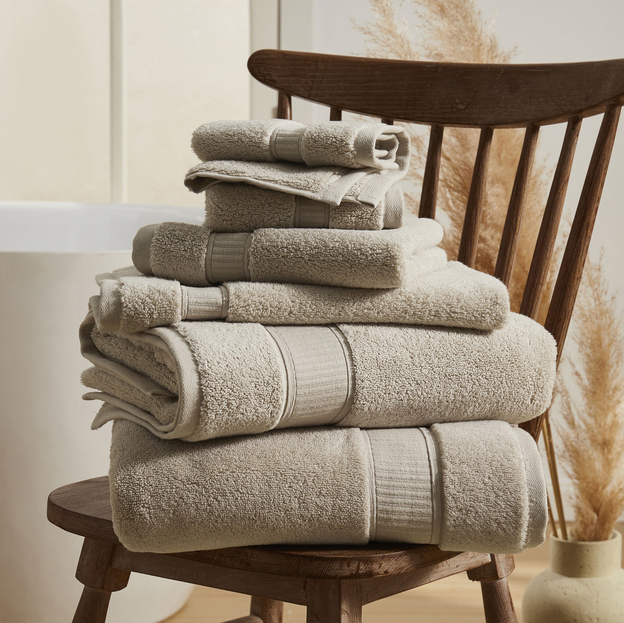 BELMORE 6PC. TOWEL SET, BEIGE, alternate image number 2