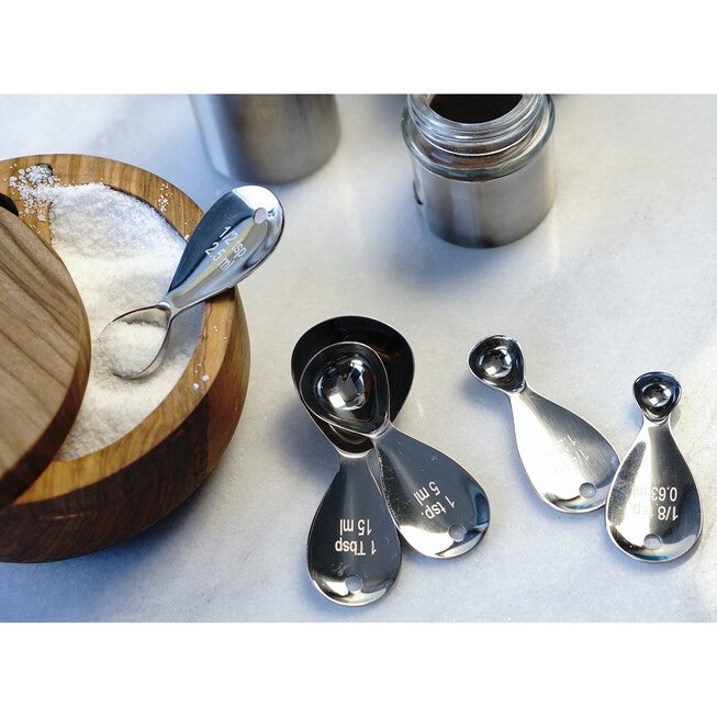 Teardrop Stainless Steel Measuring Spoon, Set 5, , alternate image number null