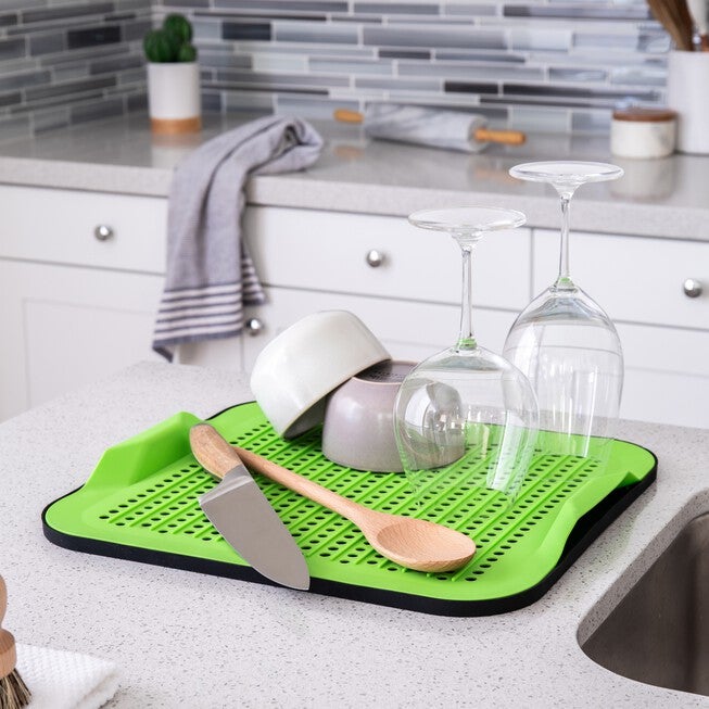 2-Piece Silicone Drying Mat, LIME BLACK, hi-res image number 0