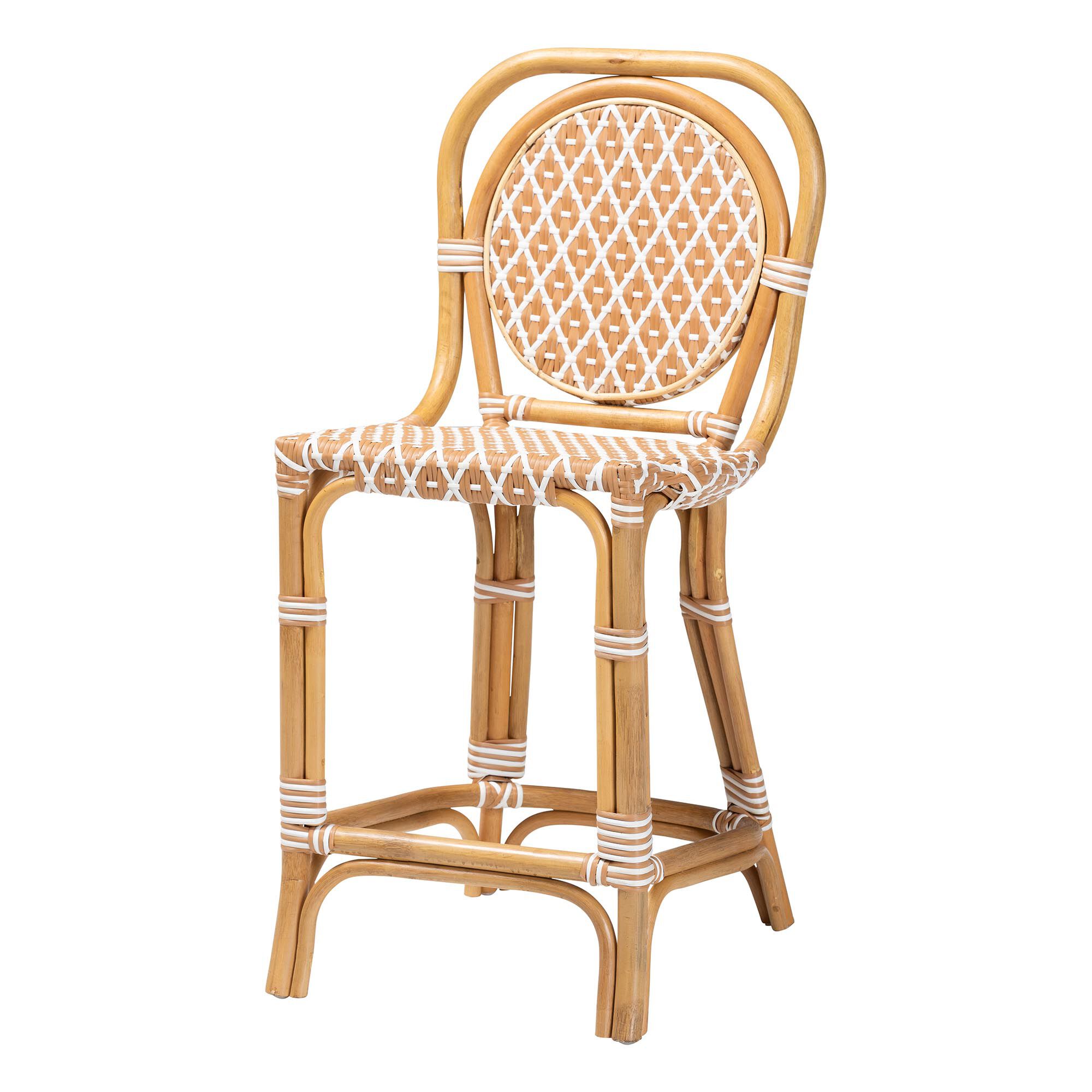 Mattie Rattan Bistro Counter Stool, Green, BEIGE, alternate image number 1