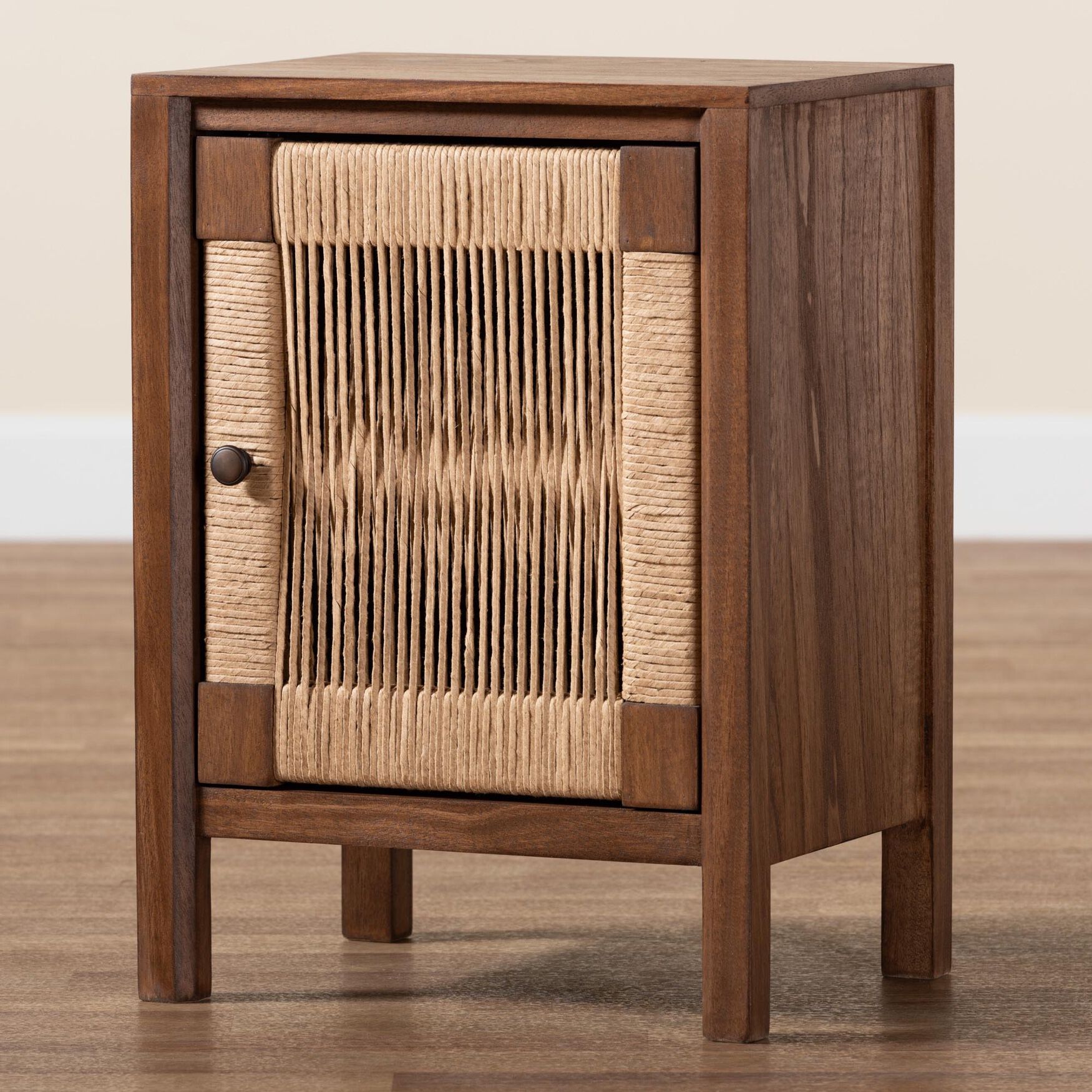 Holitz Modern Bohemian Walnut Brown Finished Bayur Wood Nightstand, , alternate image number 14