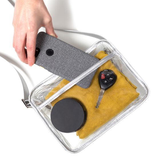 Crossbody Bag Purse With Pocket, Clear/Black, , alternate image number null