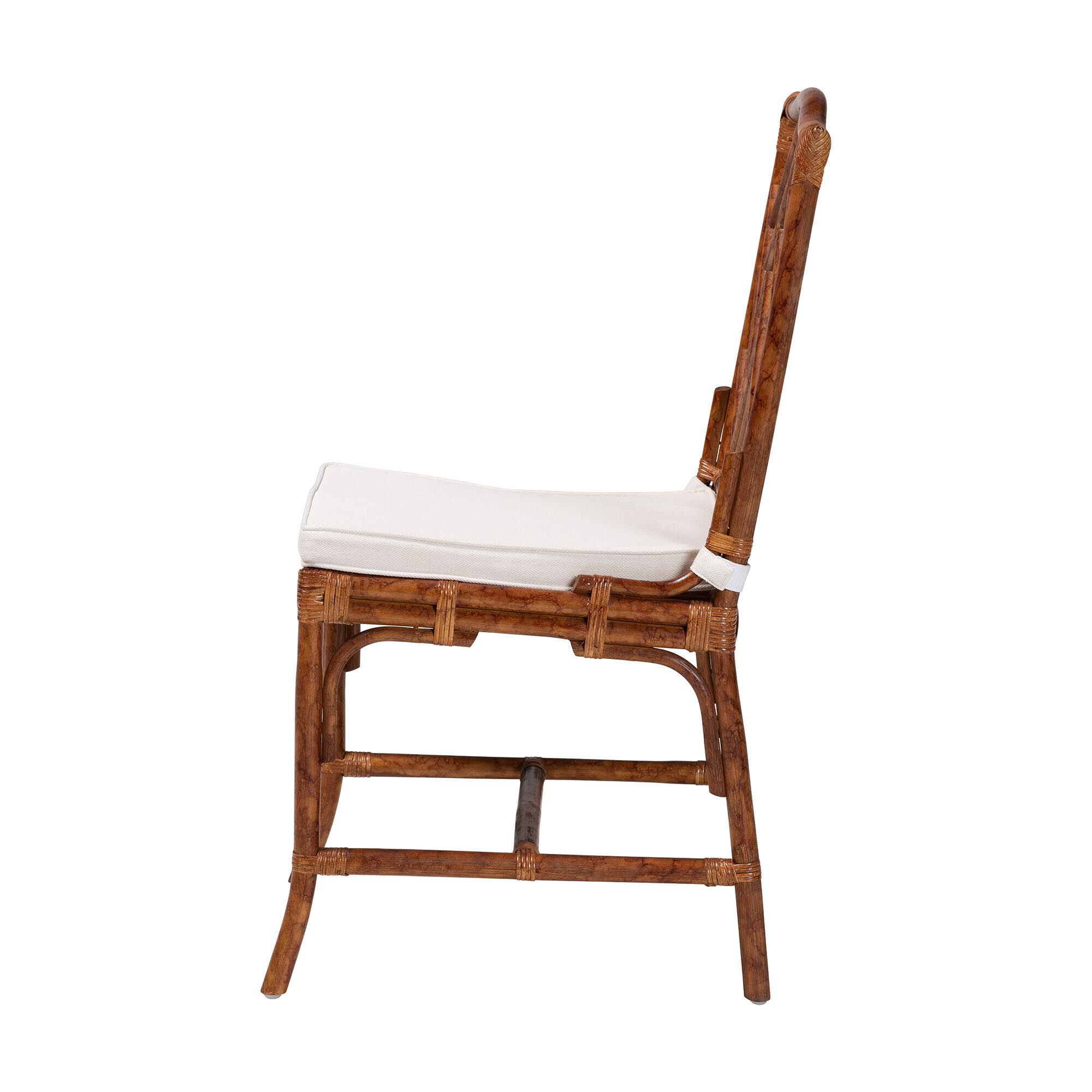 Rio Marbled Tortoise Natural Rattan Dining Chair, BROWN, alternate image number 3