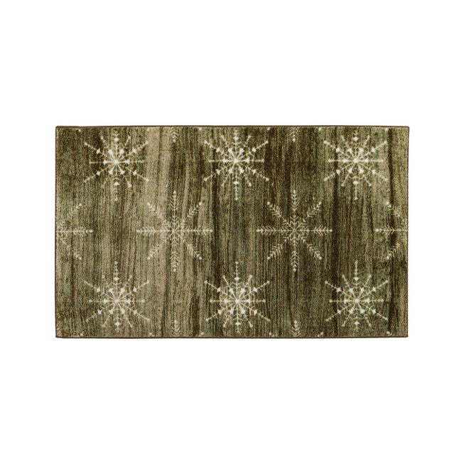 Barnwood Snowflakes Driftwood Kitchen Rug, DRIFTWOOD, hi-res image number 0