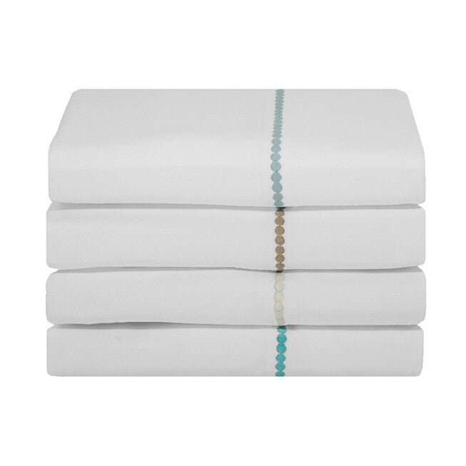 Highlights 400 Thread Count Cotton Dot Cuff White and Linen Dot Queen Sheet Set, , alternate image number 3