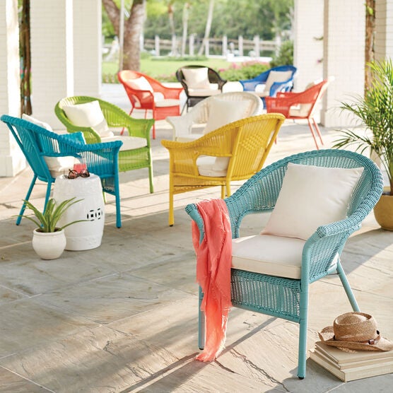Roma Hand-Woven Resin Wicker Stacking Chair, , alternate image number null