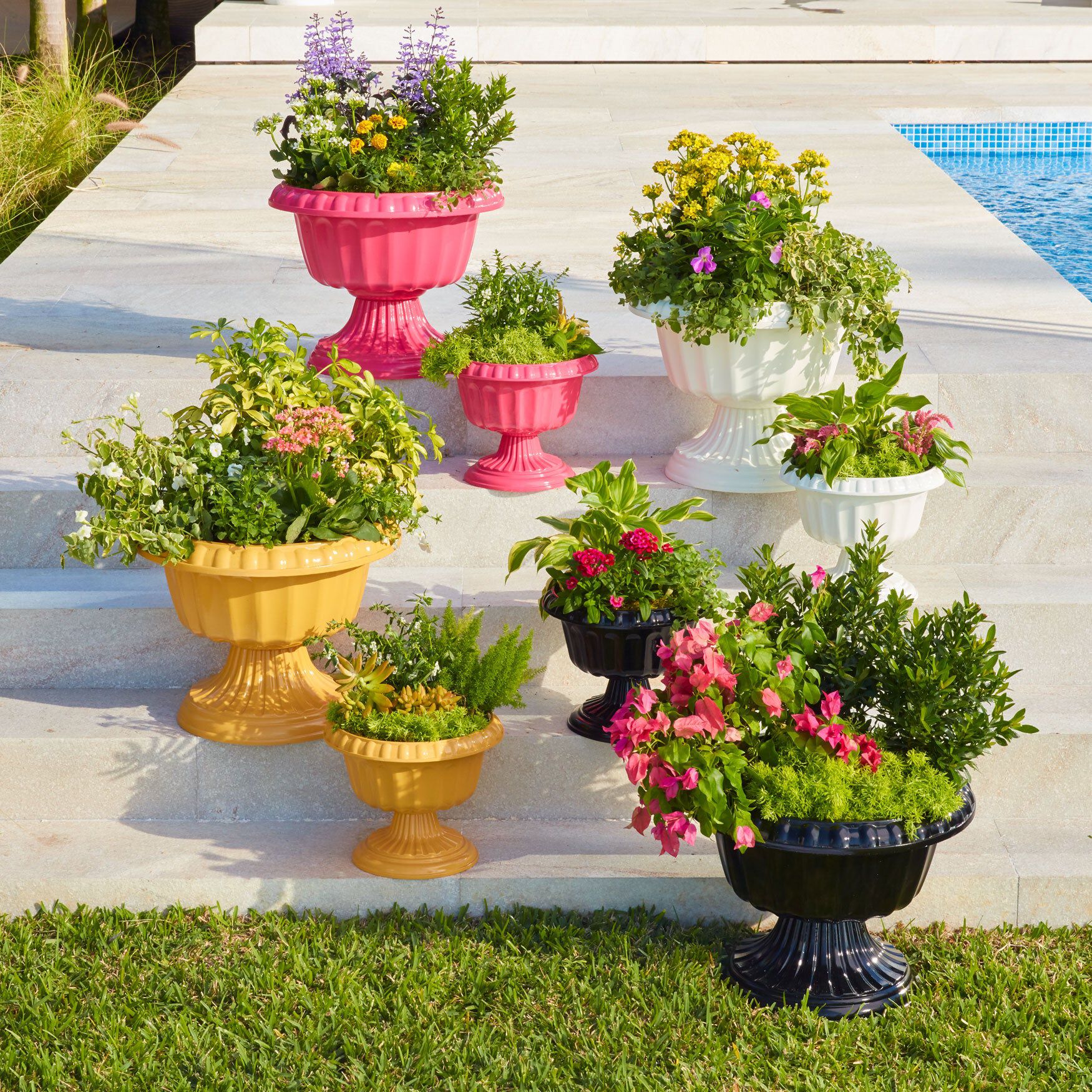Set of 2 Urn Planters, BLACK, hi-res image number 0