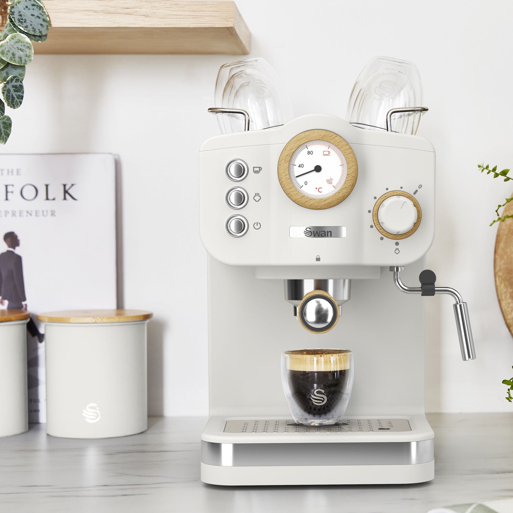 Swan Nordic Pump Espresso Coffee Machine - White, , alternate image number 4