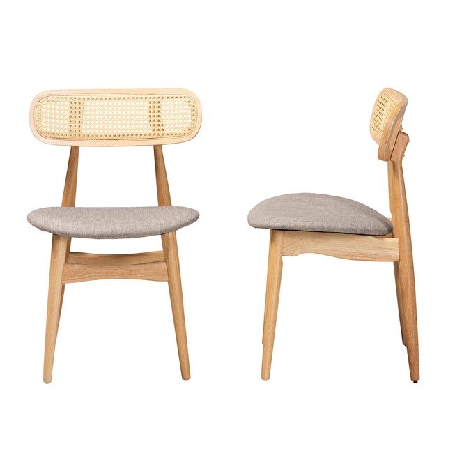 Tarana Mid-Century Modern Grey Fabric And Walnut Brown Finished Wood 2-Piece Dining Chair Set, , alternate image number 9