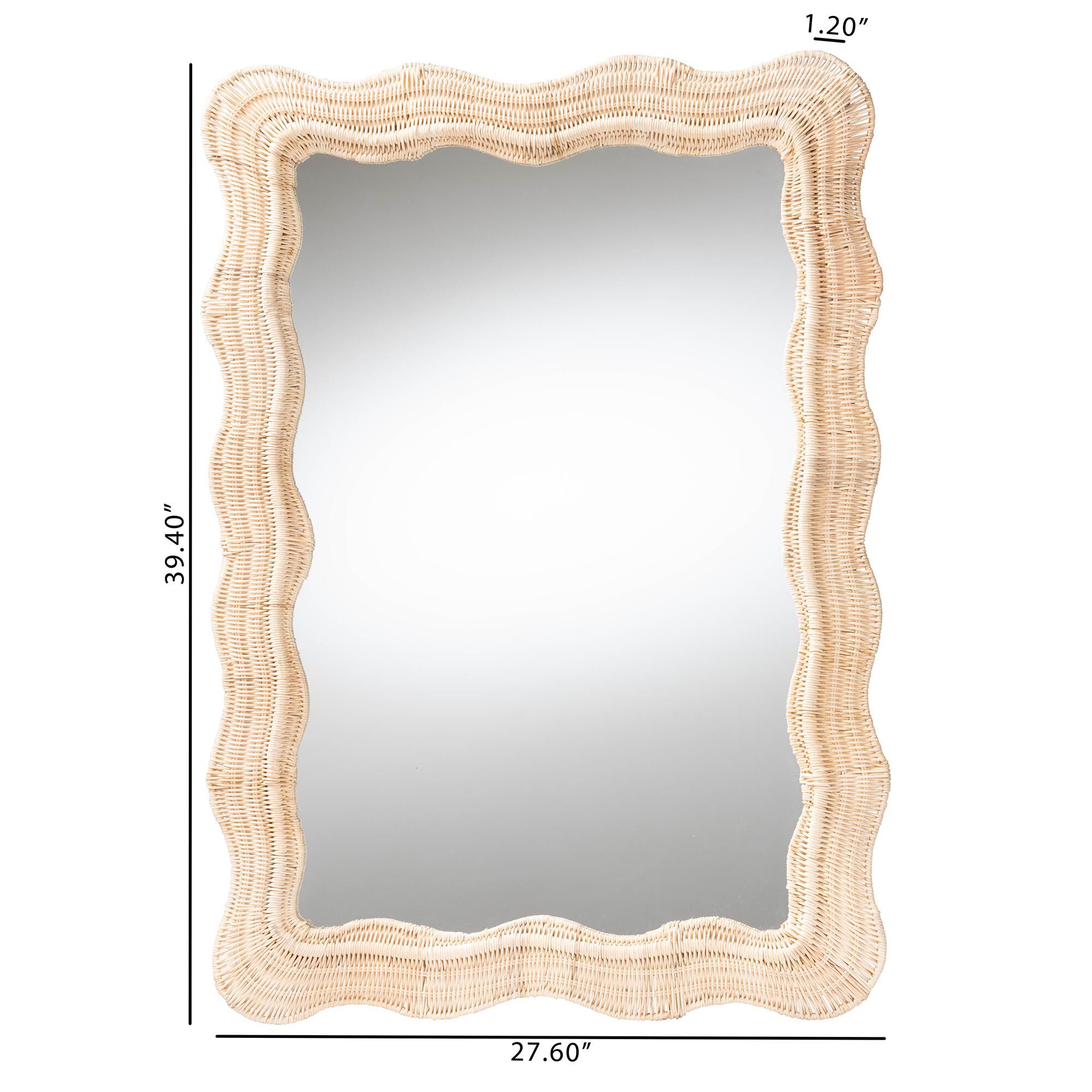 Hasana Bohemian Natural Scallop Rattan Accent Wall Mirror, NATURAL, alternate image number 5