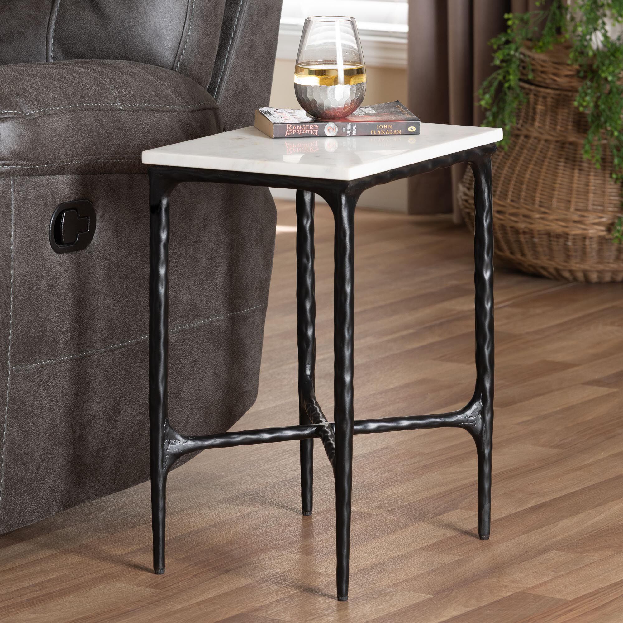 Akanji Marble Rectangle End Table, WHITE, alternate image number 6