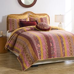 Marigold Vintage Floral Patchwork Finely Stitched Quilt Set