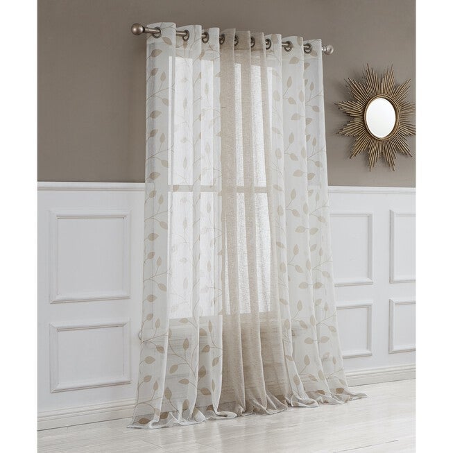 Cascade Semi Sheer Window Panel Set Set/3, LINEN, hi-res image number null