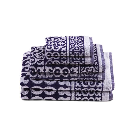 Arabesque 6 Pc Towel Set 6 Pc Towel Set, NAVY WHITE, hi-res image number null