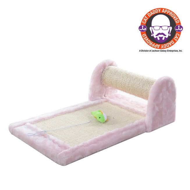 Real Wood Rolling Cat Scratcher Toy, Sisal Scratching Board, PINK, hi-res image number null