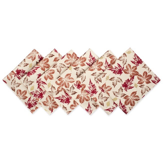 Rustic Leaves Napkin, Set of 6, TAN, hi-res image number 0