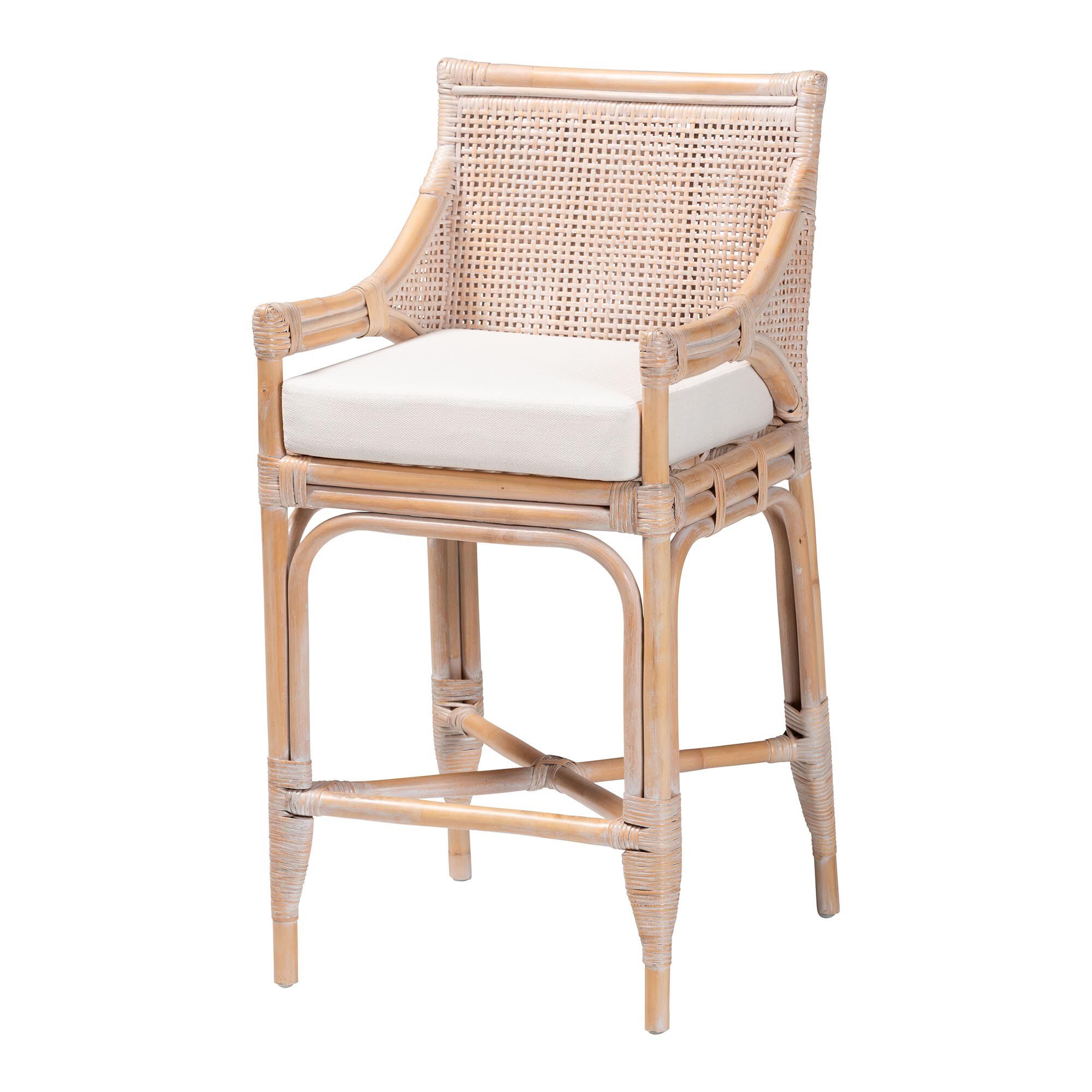 Allen Natural Rattan Counter Stool, BROWN, alternate image number 1