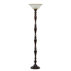 Brown Tempered Glass Torchiere Floor Lamp, , on-hover image number 1