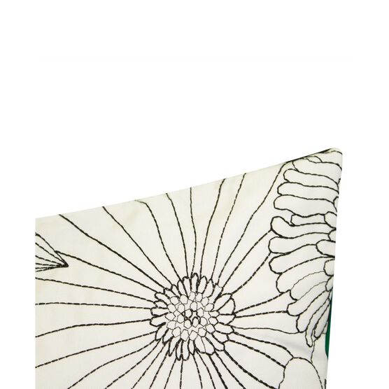 Fine Line Embroidered Floral 14x21 Indoor Outdoor Decorative Lumbar Pillow, , alternate image number null