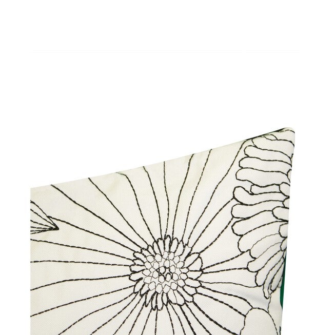 Fine Line Embroidered Floral 14x21 Indoor Outdoor Decorative Lumbar Pillow, , alternate image number 3