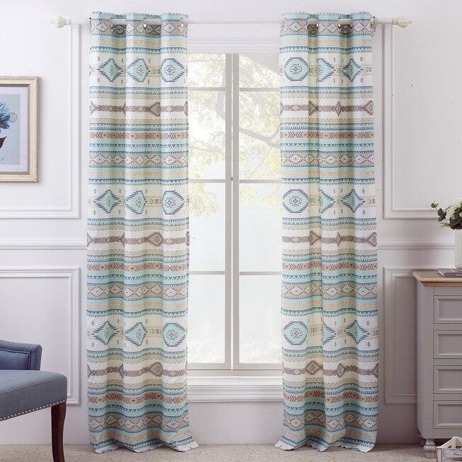 Phoenix Turquoise Curtain Panel Pair, TURQUOISE, hi-res image number null