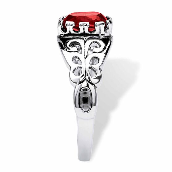 Sterling Silver Swirl Simulated Birthstone Ring, , on-hover image number null