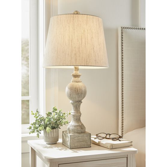 Cottage Antique White Resin 26.5" Table Lamp, Set 2, , on-hover image number null