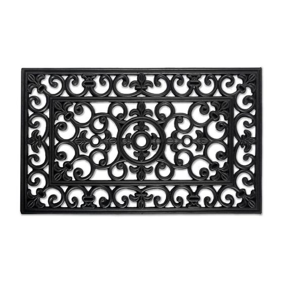 Scroll Rubber Doormat, BLACK, hi-res image number null