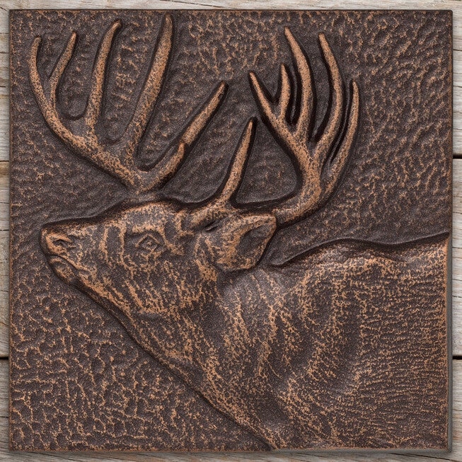 Buck 8 inches x 8 inches Indoor Outdoor Wall Décor, ANTIQUE COPPER, hi-res image number 0