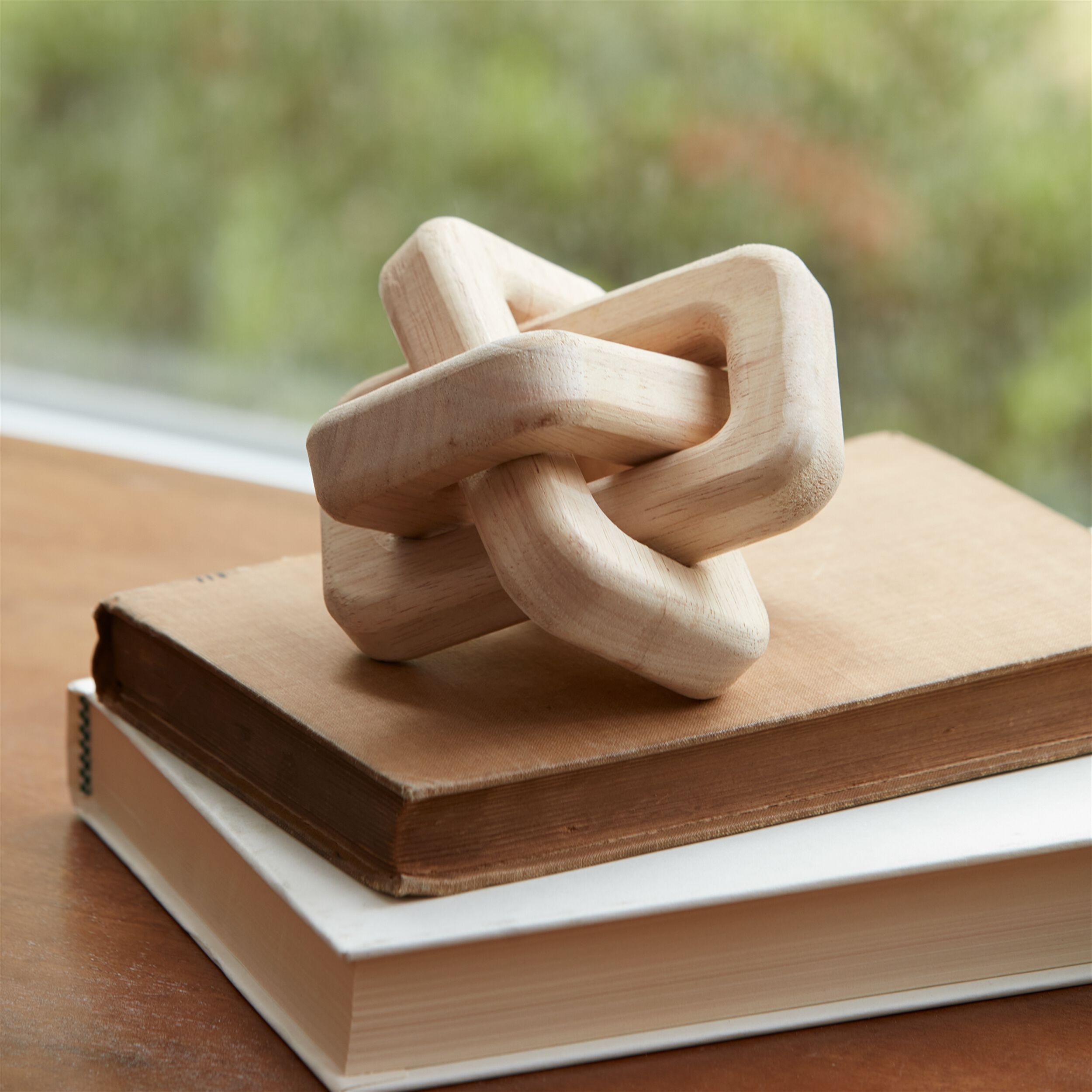 Oak Wood Square Link Decor (Set of 3), BEIGE, alternate image number 1