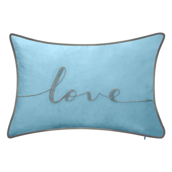 Celebrations Beaded "Love" Lumbar Decorative Pillow, MINERAL, hi-res image number null
