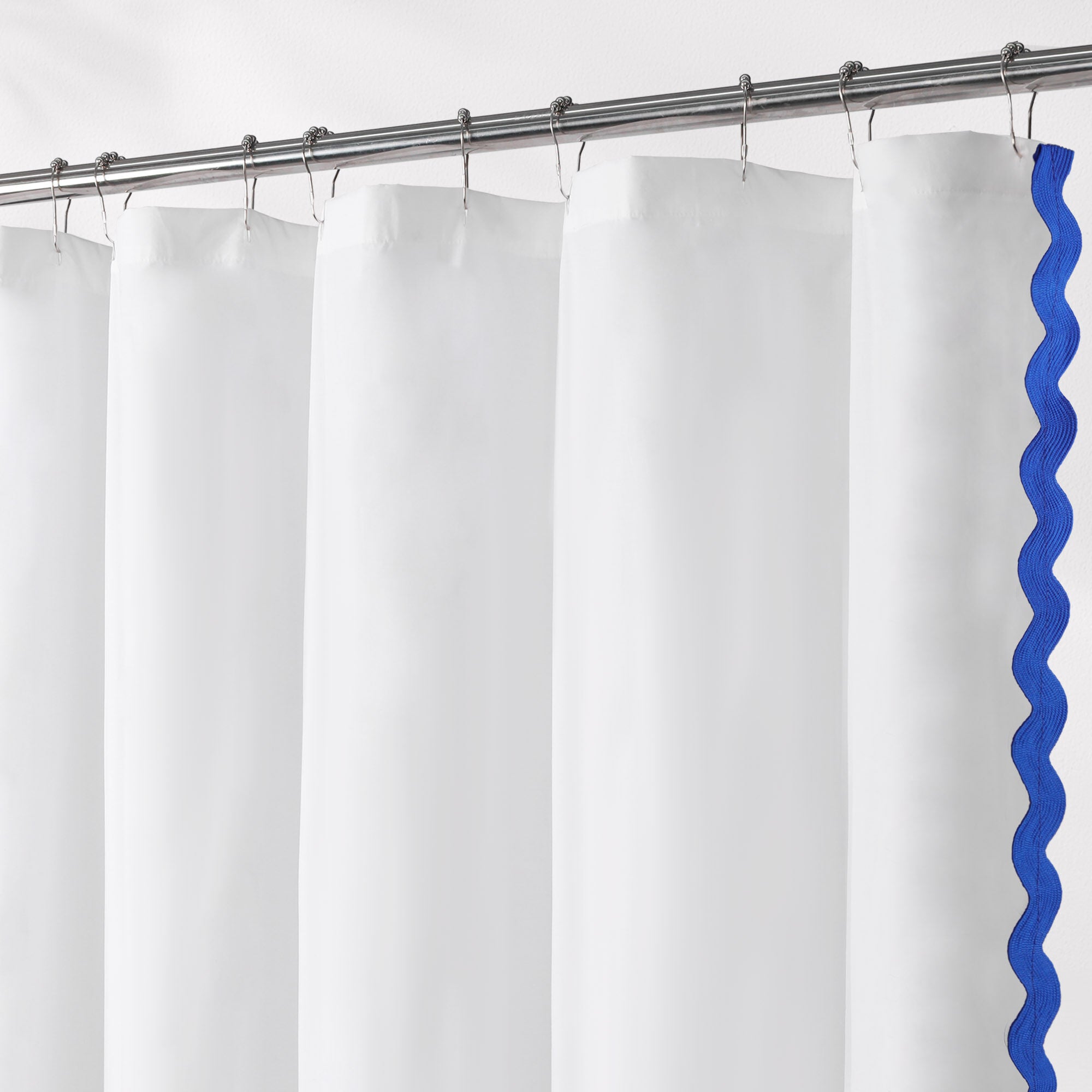 Scalloped Fabric Shower Curtain, BLUE, alternate image number 2