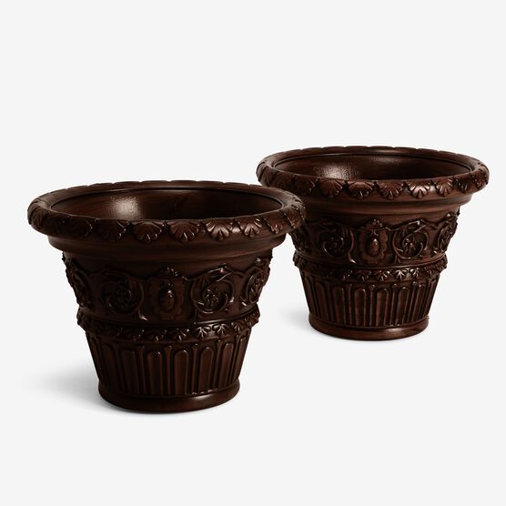 Set of 2 Large Romantic Planters, CHOCOLATE, hi-res image number null